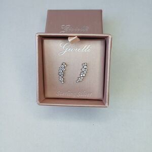 Gioielli Sterling Silver Line Dangle CZ Earrings 925 NIB